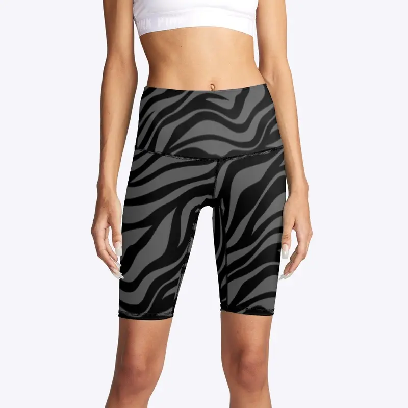 High Waist Soft  Zebra Biker Short